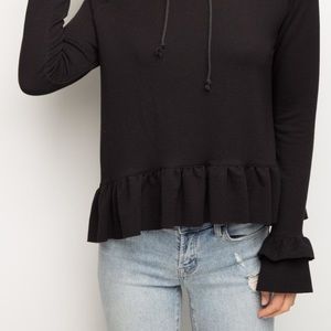 Generation Love. NWT SIZE LARGE BLACK The Easton ruffle sweatshirt.